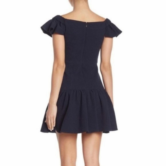 Rebecca Taylor Navy Off Shoulder Dress NWT Sz 12 - Picture 2 of 7
